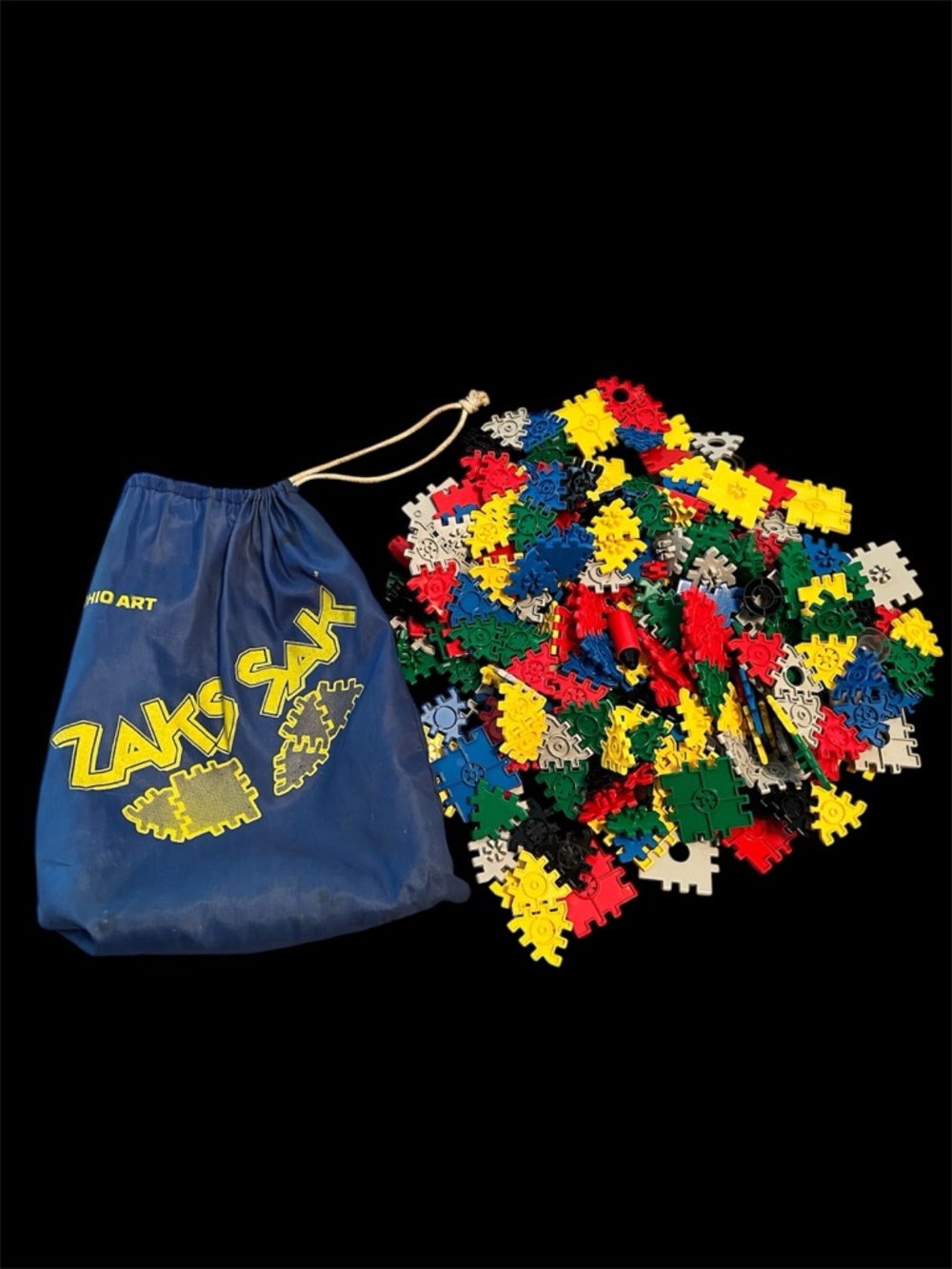 Zaks Interlocking Building Toy Set from the 1980’s - 175+ pieces and storage bag